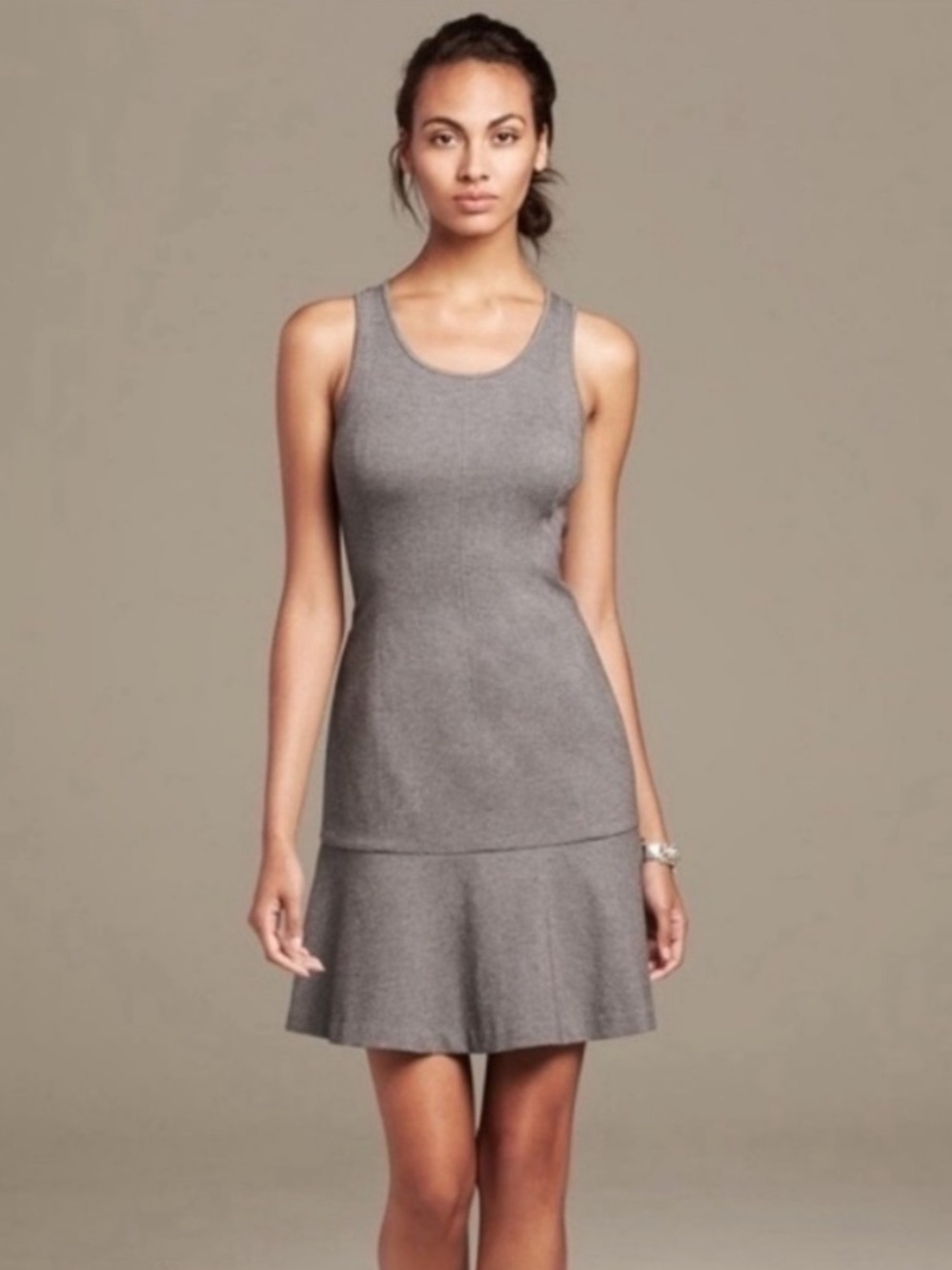 Banana Republic Gray Sleeveless Fit & Flare Mini Dress Size 12